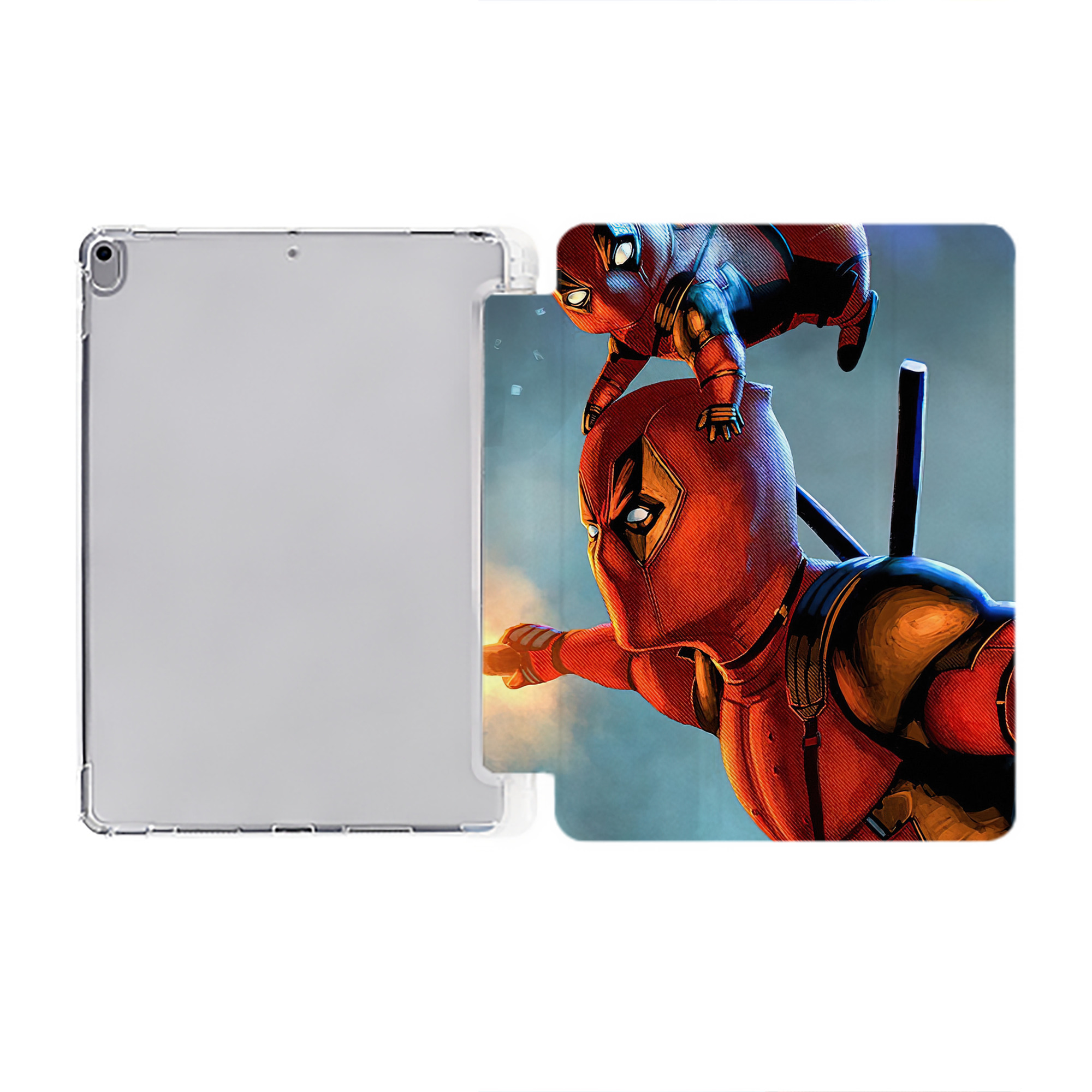 （画像用） Deadpool デッドプール IPad ケース ペン収納付き 三つ折りスタンド PUレザー×シリコン 対応機種9.5/10.5/10.9インチ